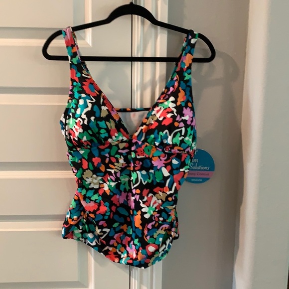 NWT Swim Solutions Shirred Tankini‎ Top - Picture 1 of 8